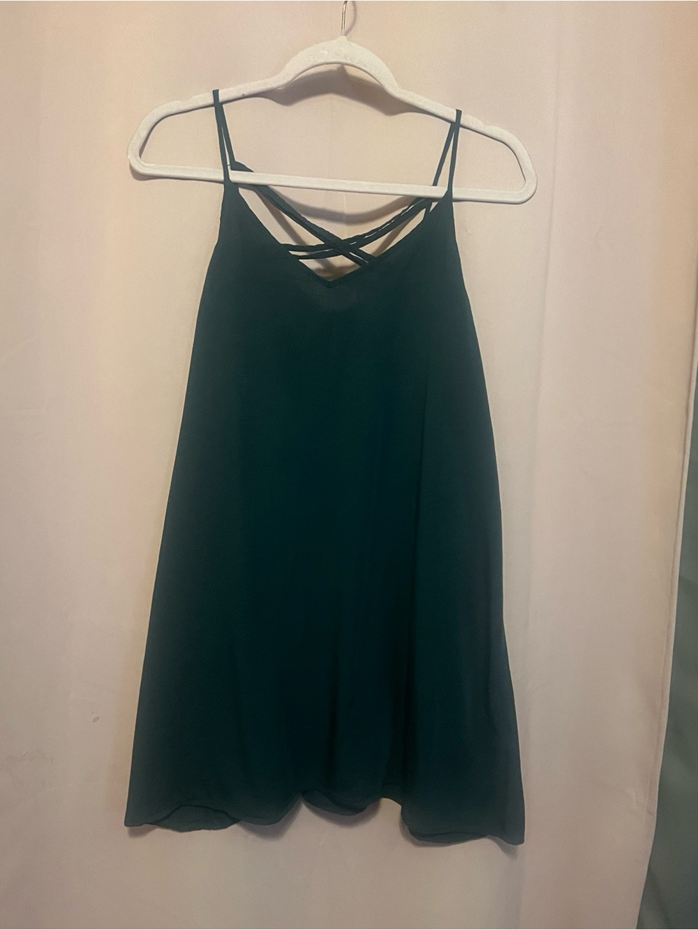 SHEIN dark green Crisscross Strap Camisole Dress